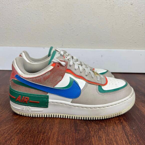 (8) Nike Air Force 1 Low Shadow Sail Signal Blue Green - Picture 1 of 8